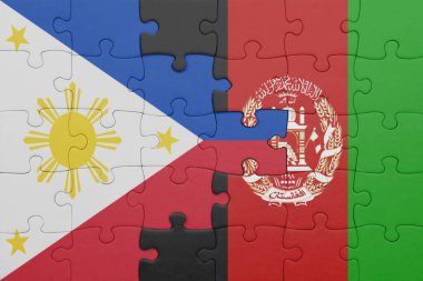 Afganistan 'ın renkli ulusal bayrağı ve Filipinler bayrağı ile ilgili bulmacalar. konsept
