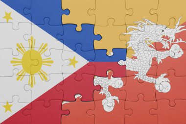 Renkli bhutan bayrağı ve Filipinler bayrağı ile bulmaca. konsept