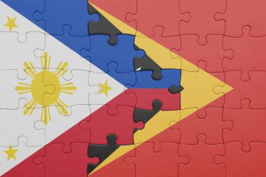Doğu Timor 'un renkli ulusal bayrağı ve Filipinler bayrağı. konsept