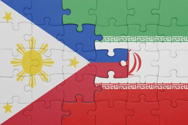 İran 'ın renkli ulusal bayrağı ve Filipinler bayrağı ile ilgili bulmacalar. konsept