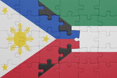 Kuveyt 'in renkli ulusal bayrağı ve Filipinler bayrağı. konsept