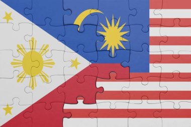 Malezya 'nın renkli ulusal bayrağı ve Filipinler bayrağı. konsept