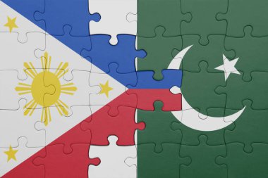 Pakistan 'ın renkli ulusal bayrağı ve Filipinler bayrağı ile bulmaca. konsept
