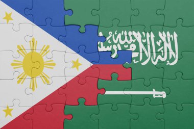 Suudi Arabistan 'ın renkli ulusal bayrağı ve Filipinler bayrağı. konsept