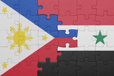 Suriye 'nin renkli ulusal bayrağı ve Filipinler bayrağı. konsept