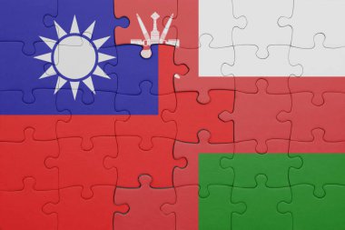 Umman 'ın renkli ulusal bayrağı ve Tayvan bayrağı. konsept