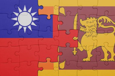 Sri Lanka 'nın renkli ulusal bayrağı ve Tayvan bayrağı. konsept