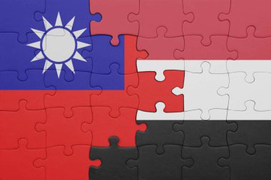 Tayvan bayrağı ve bayrağının rengarenk ulusal bayrağıyla bulmaca. konsept