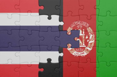 Tayland 'ın renkli ulusal bayrağı ve Afganistan' ın bayrağı. konsept