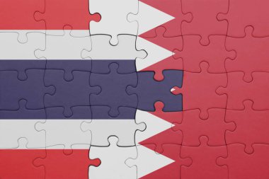 Tayland ve Bahreyn bayrağının renkli ulusal bayrağıyla bulmaca. konsept
