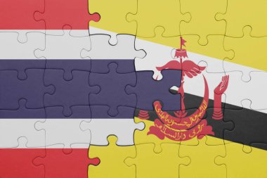 Tayland 'ın renkli ulusal bayrağı ve brunei bayrağı. konsept