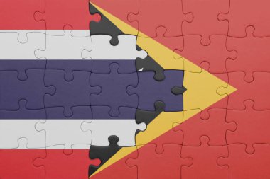 Tayland 'ın renkli ulusal bayrağı ve Doğu Timor' un bayrağı. konsept