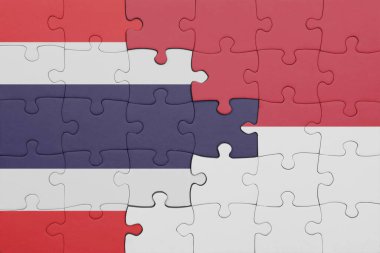 Tayland ve Endonezya bayrağının renkli ulusal bayrağıyla bulmaca. konsept