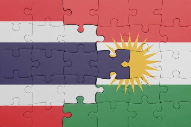 Tayland ve Kürdistan bayrağının renkli ulusal bayrağıyla bulmaca. konsept