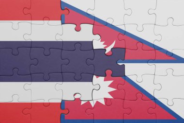 Tayland 'ın renkli ulusal bayrağı ve Nepal' in bayrağı. konsept