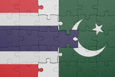 Tayland ve Pakistan bayrağının renkli ulusal bayrağıyla bulmaca. konsept