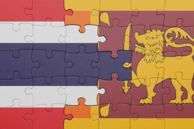 Tayland ve Sri Lanka bayrağının renkli ulusal bayrağıyla bulmaca. konsept