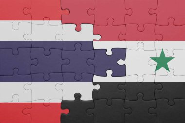 Tayland ve Suriye bayrağının renkli ulusal bayrağıyla bulmaca. konsept