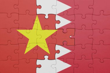 Vietnam 'ın renkli ulusal bayrağı ve bahreyn bayrağı. konsept