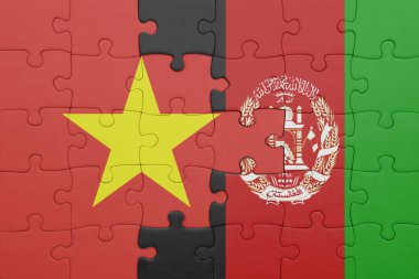 Vietnam 'ın renkli ulusal bayrağı ve Afganistan bayrağıyla ilgili bulmacalar. konsept