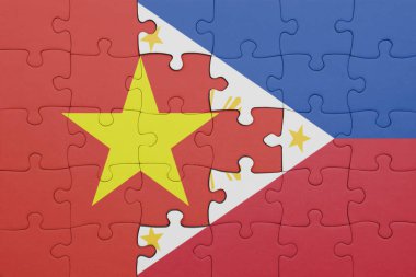 Vietnam 'ın renkli ulusal bayrağı ve Filipinler bayrağı. konsept