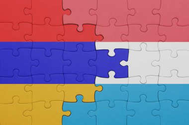 Lüksemburg bayrağı ve Ermenistan 'ın renkli ulusal bayrağı. konsept