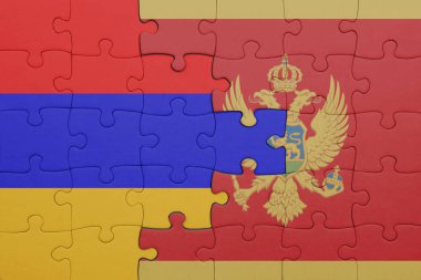 Ermenistan 'ın renkli ulusal bayrağı ve Montgro bayrağıyla ilgili bulmacalar. konsept