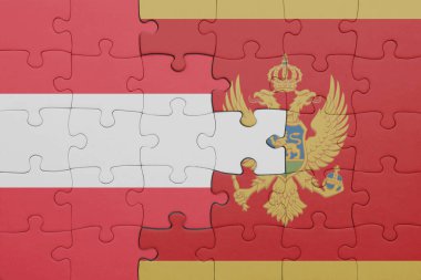 Moğol bayrağı ve Avusturalya bayrağının rengarenk ulusal bayrağıyla bulmaca. konsept