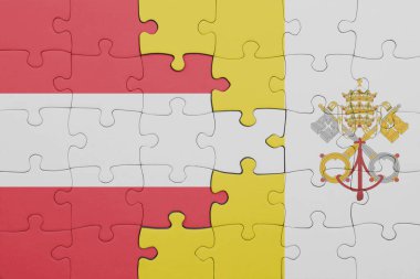 Vatikan 'ın renkli ulusal bayrağı ve Avusturya bayrağıyla ilgili bulmacalar. konsept