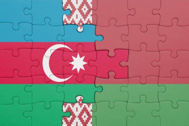 Azerbaijan 'ın renkli ulusal bayrağı ve Beyaz Rusya bayrağı ile ilgili bulmacalar. konsept