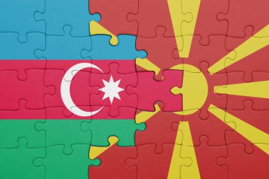 Azerbaijan 'ın renkli ulusal bayrağı ve Macedonia bayrağıyla ilgili bulmacalar. konsept