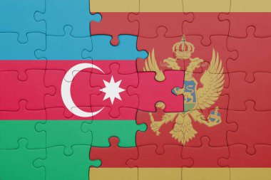 Azerbaijan 'ın renkli ulusal bayrağı ve Montgro bayrağı ile bulmaca. konsept