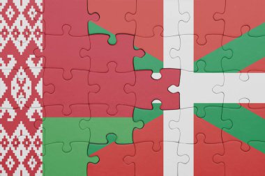 Beyaz Rusya 'nın renkli ulusal bayrağı ve Bask ülkesinin bayrağı. konsept