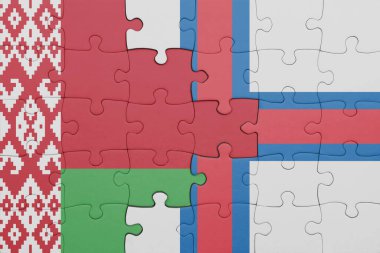 Beyaz Rusya 'nın renkli ulusal bayrağı ve Faroe adalarının bayrağı. konsept