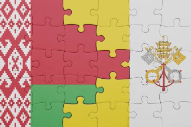 Beyaz Rusya 'nın renkli ulusal bayrağı ve Vatikan bayrağıyla ilgili bulmacalar. konsept