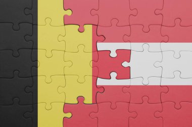Avusturalya 'nın renkli ulusal bayrağı ve Belçika bayrağının bulmacası. konsept