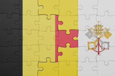 Vatikan 'ın renkli ulusal bayrağı ve Belçika bayrağının bulmacası. konsept