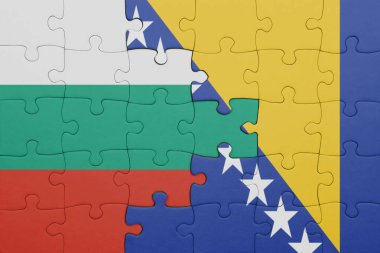 Bosna, Herzegovina ve Bulgaria bayrağının renkli ulusal bayrağıyla bulmaca. konsept