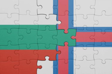 Faroe Adaları 'nın renkli ulusal bayrağı ve Bulgaria bayrağı ile bulmaca. konsept