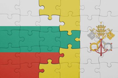 Vatikan 'ın renkli ulusal bayrağı ve İspanya bayrağıyla ilgili bulmacalar. konsept