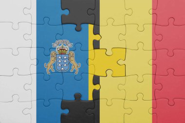 Belçika 'nın renkli ulusal bayrağı ve kanarya adalarının bayrağıyla bulmaca. konsept