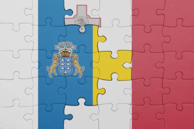 Malta 'nın renkli ulusal bayrağı ve kanarya adalarının bayrağıyla bulmaca. konsept