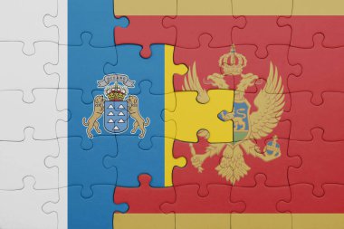 Moğolların renkli ulusal bayrağı ve kanarya adalarının bayrağı. konsept