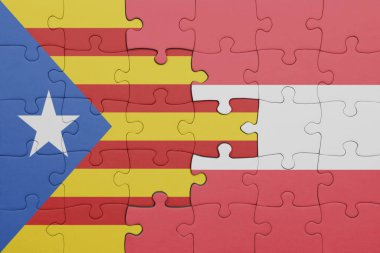 Avusturalya 'nın renkli ulusal bayrağı ve katalonya bayrağıyla ilgili bulmacalar. konsept