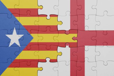 İngiltere 'nin renkli ulusal bayrağı ve katalonya bayrağıyla ilgili bulmacalar. konsept