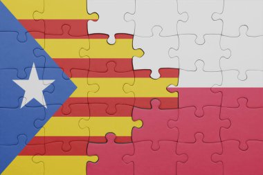 Polonya bayrağı ve katalonya bayrağıyla dolu renkli bir bulmaca. konsept