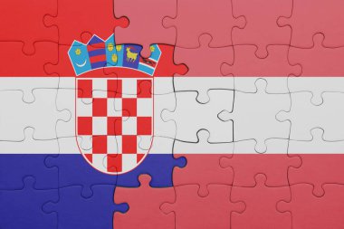 Avusturalya 'nın renkli ulusal bayrağı ve Hırvat bayrağıyla ilgili bulmacalar. konsept