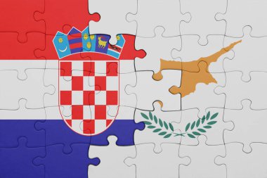 Siyananın renkli ulusal bayrağı ve Hırvat bayrağıyla ilgili bulmacalar. konsept