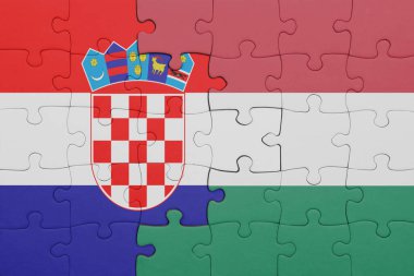 Hırvat bayrağının rengarenk ulusal bayrağıyla bulmaca. konsept