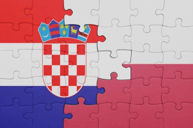Polonya 'nın renkli ulusal bayrağı ve Hırvat bayrağıyla ilgili bulmacalar. konsept